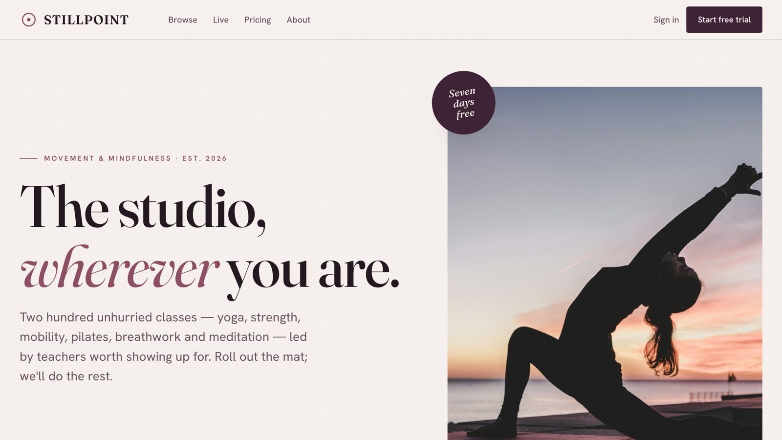 Homepage of the Stillpoint site