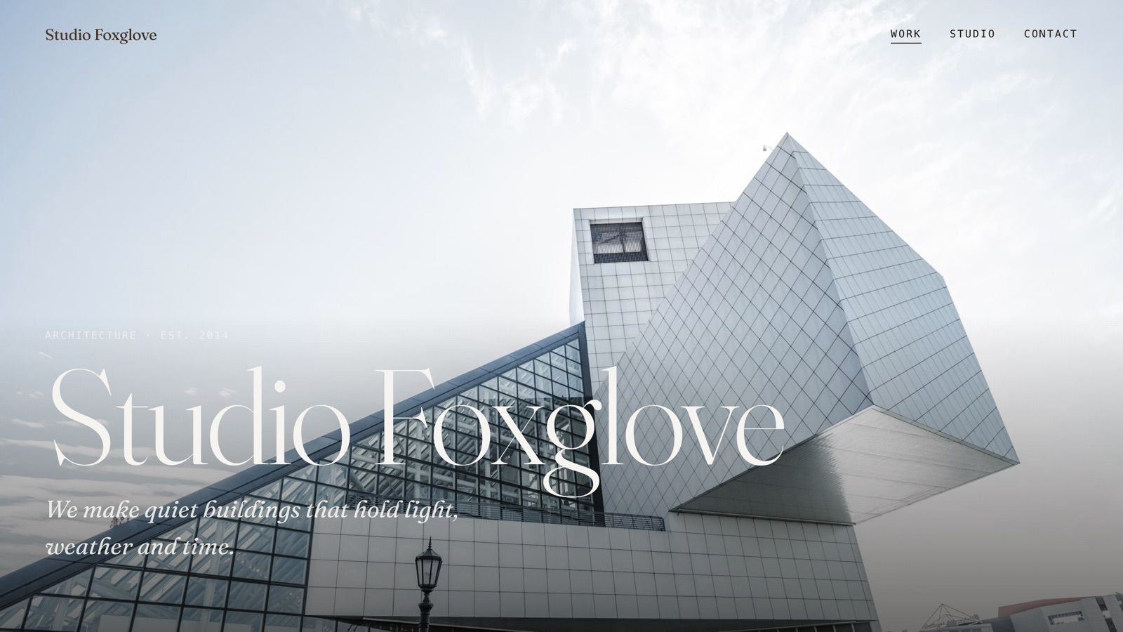 Homepage of the Studio Foxglove site